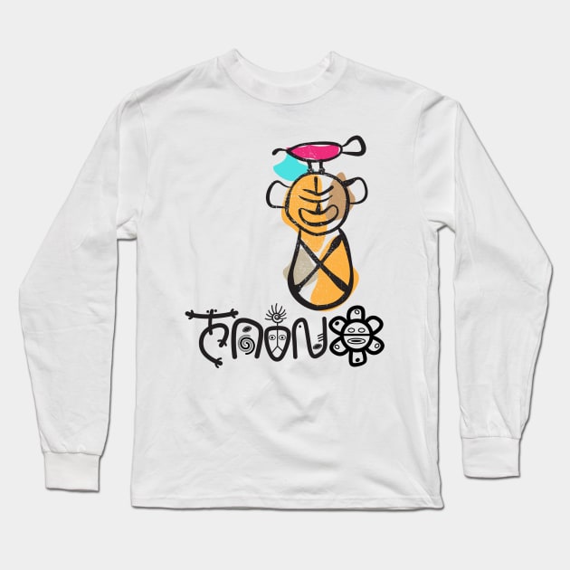 Taino indian with bird Long Sleeve T-Shirt by Comunidad78